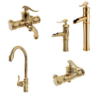 شیرآلات آویسا مدل بامبو طلایی ست 4 تیکه دارای 5 سال گارانتی طلایی