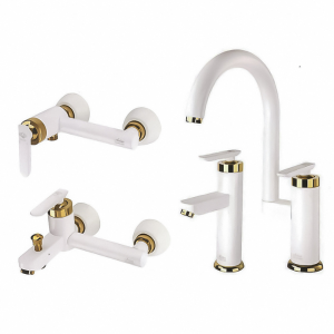 شیرآلات آویسا مدل پروشات سفید طلا 4 تیکه دارای 5 سال گارانتی طلایی