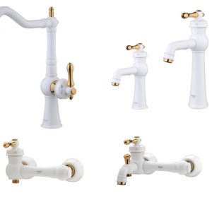 شیرالات آویسا مدل آدریانا سفید طلا ست 4 تیکه دارای 5 سال گارانتی طلایی