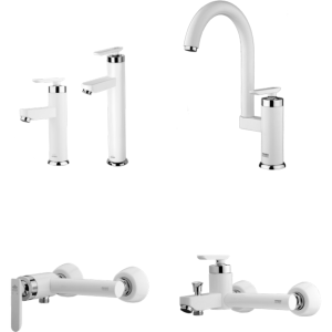 شیرآلات آویسا مدل پروشات سفید کروم 4 تیکه دارای 5 سال گارانتی طلایی