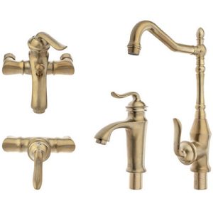 شیرآلات آویسا مدل بیوتی طلایی مات ست 4 تیکه دارای 5 سال گارانتی طلایی