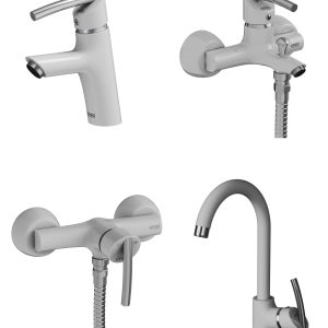 شیرآلات آویسا مدل لایت سفید کروم ست 4 تیکه دارای 5 سال گارانتی طلایی