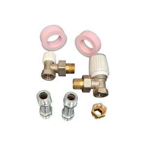 لوازم نصب درجه 1 هر رادیاتور پانلی که شامل یک جفت شیر و زانویی ایران گرما و 2 عدد مغزی فنری